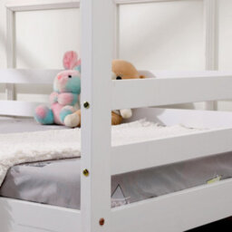 SlumberWorx Teddy Kids Childrens Wooden House Treehouse Single Bed Frame  (White) - thumbnail 7