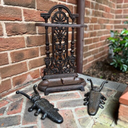 Selections Cast Iron Umbrella Stand & Two Cast Iron Beetle Boot Jacks - thumbnail 2