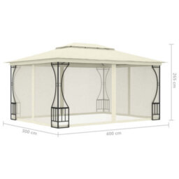 Berkfield Gazebo With Nets 300X400X265 Cm Cream - thumbnail 6