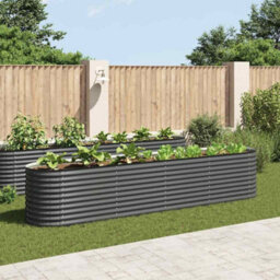 Berkfield Practical Garden Raised Bed 400X80X81 Cm Galvanised Steel Grey - thumbnail 2