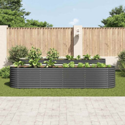 Berkfield Practical Garden Raised Bed 400X80X81 Cm Galvanised Steel Grey - thumbnail 3