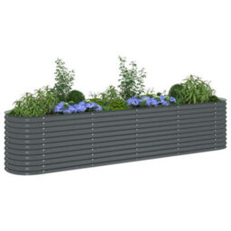 Berkfield Practical Garden Raised Bed 400X80X81 Cm Galvanised Steel Grey - thumbnail 4