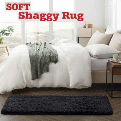 Ameha Shaggy Non Slip Living Room Fluffy Black Area Rugs For Bedroom Hallway Runner Rug 60 X 220 Cm - image 1