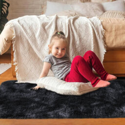 Ameha Shaggy Non Slip Living Room Fluffy Black Area Rugs For Bedroom Hallway Runner Rug 60 X 220 Cm - thumbnail 7