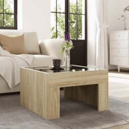 Berkfield Coffee Table With Infinity Led Sonoma Oak 50X50X30 Cm - thumbnail 4