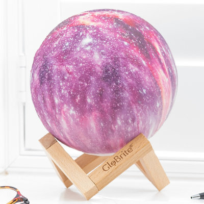 Tanness Globrite Space Lamp Led Lunar Night Light Table Lamp - Dimmable 7 Colours - Usb Charging - Wooden Holder Gift - image 1