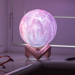 Tanness Globrite Space Lamp Led Lunar Night Light Table Lamp - Dimmable 7 Colours - Usb Charging - Wooden Holder Gift - thumbnail 4