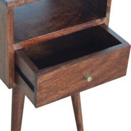 Wyld Haus Kood Mini Cherry Mango Wood Bedside Table - 1 Drawer, Open Shelf, Nordic Legs - thumbnail 7