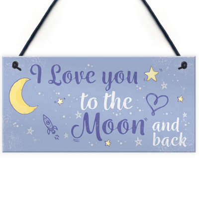 Red Ocean Love You To The Moon And Back Hanging Sign Friendship Gift Mum Daddy Sister Love Present - image 1