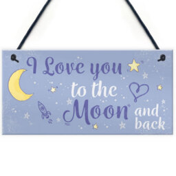 Red Ocean Love You To The Moon And Back Hanging Sign Friendship Gift Mum Daddy Sister Love Present - thumbnail 1