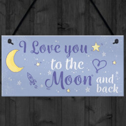 Red Ocean Love You To The Moon And Back Hanging Sign Friendship Gift Mum Daddy Sister Love Present - thumbnail 4