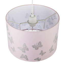 Happy Homewares Modern Feminine Soft Pink Lamp Shade With Silver Glitter Butterflies - thumbnail 3