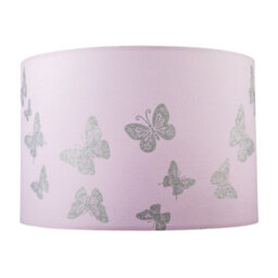 Happy Homewares Modern Feminine Soft Pink Lamp Shade With Silver Glitter Butterflies - thumbnail 4