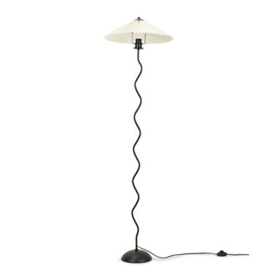 Valuelights Black Metal Wavy Stem Floor Lamp With A White Origami Pleated Shade - image 1