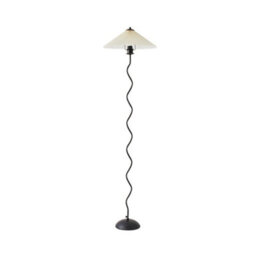 Valuelights Black Metal Wavy Stem Floor Lamp With A White Origami Pleated Shade - thumbnail 2