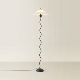 Valuelights Black Metal Wavy Stem Floor Lamp With A White Origami Pleated Shade - thumbnail 6