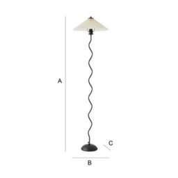 Valuelights Black Metal Wavy Stem Floor Lamp With A White Origami Pleated Shade - thumbnail 7