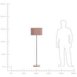 Beliani Brown Linen Drum Floor Lamp 155 Cm - Polyester Shade, Iron Base - thumbnail 9
