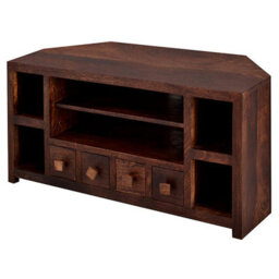 Wyld Haus Phuket Corner Tv Unit Dark Mango Wood 4 Drawers 6 Shelves - thumbnail 5