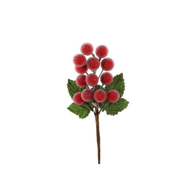 Red Frosted Grape Pick Christmas Decoration