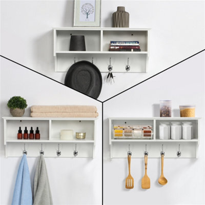 Yaheetech White Metal Hallway Coat Hook And Storage Unit - image 1