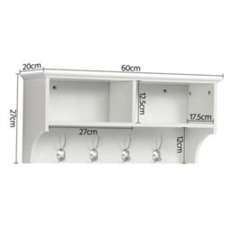 Yaheetech White Metal Hallway Coat Hook And Storage Unit - thumbnail 3