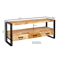 Wyld Haus Toivakka Industrial Reclaimed Wood And Metal Tv Unit 3 Drawers - thumbnail 3