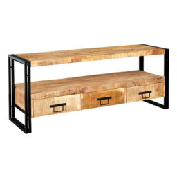Wyld Haus Toivakka Industrial Reclaimed Wood And Metal Tv Unit 3 Drawers - thumbnail 4