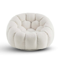 Teddy Boucle Fabric White Atrani Swivel Accent Chair - thumbnail 2