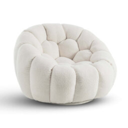 Teddy Boucle Fabric White Atrani Swivel Accent Chair - thumbnail 3