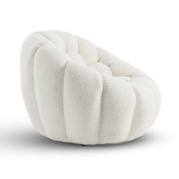 Teddy Boucle Fabric White Atrani Swivel Accent Chair - thumbnail 4