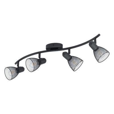 Stylish Black Flush Ceiling 4 Spot Light With Mesh Shade And E14 Bulbs - image 1
