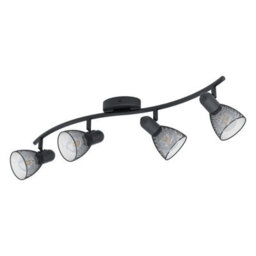 Stylish Black Flush Ceiling 4 Spot Light With Mesh Shade And E14 Bulbs - thumbnail 1