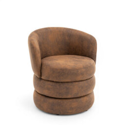 Accent Swivel Chair In Brown Faux Leather Suede - thumbnail 4