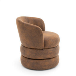 Accent Swivel Chair In Brown Faux Leather Suede - thumbnail 5