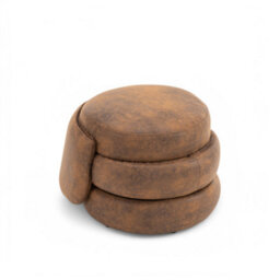 Accent Swivel Chair In Brown Faux Leather Suede - thumbnail 2