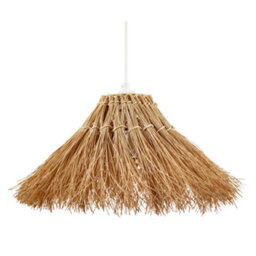Happy Homewares Natural Raffia Handcrafted Rattan Pendant Lamp Shade With Long Strands - thumbnail 4