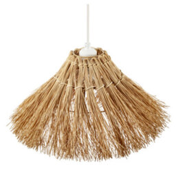 Happy Homewares Natural Raffia Handcrafted Rattan Pendant Lamp Shade With Long Strands - thumbnail 3