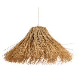 Happy Homewares Natural Raffia Handcrafted Rattan Pendant Lamp Shade With Long Strands - thumbnail 1