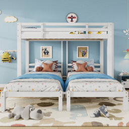Btm Bunk Bed Triple Sleeper With Side Ladder For Children And Teens 3Ft White 90X190Cm Mattress Not Included - thumbnail 6