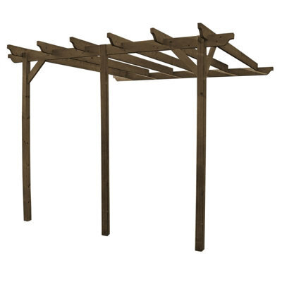 Rutland County Garden Furniture Wall Mounted Garden Pergola 3 Post - L480 X W480 X H270 Cm - Rustic Brown - image 1