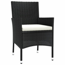 Walplus 3 Piece Garden Bistro Set With Cushions Black Poly Rattan - thumbnail 5