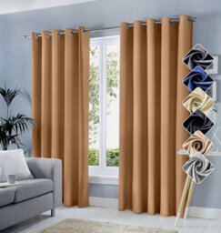 Ameha Beige Blackout Eyelet Curtains Ready Made Ring Top Thermal Insulated Heavy Thick Curtain 66''x90'' Bedroom Living Room Uk - thumbnail 8