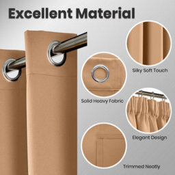 Ameha Beige Blackout Eyelet Curtains Ready Made Ring Top Thermal Insulated Heavy Thick Curtain 66''x90'' Bedroom Living Room Uk - thumbnail 3