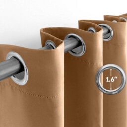 Ameha Beige Blackout Eyelet Curtains Ready Made Ring Top Thermal Insulated Heavy Thick Curtain 66''x90'' Bedroom Living Room Uk - thumbnail 6