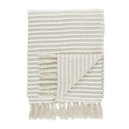 Catherine Lansfield Stab Stitch Embellished 125X150 Cm Blanket Throw Natural - thumbnail 6