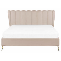 Beliani Bed Velvet Miribel 160 X 200 Cm (Eu King Size) Taupe - thumbnail 4