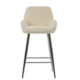 Lakeland Furniture Hamilton Cream Boucle Chrome Fixed Leg Base Bar Stool