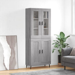 Berkfield Highboard Grey Sonoma 69.5X34X180 Cm Engineered Wood - thumbnail 1