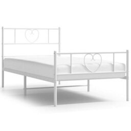 Berkfield Metal Bed Frame With Headboard And Footboard White 100X190 Cm - thumbnail 2